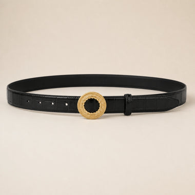 ITAZERO black laurel ring embossed belt 02 full