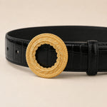 ITAZERO black laurel ring embossed belt 03 buckle