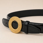 ITAZERO black laurel ring embossed belt 04 joint