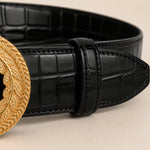 ITAZERO black laurel ring embossed belt 05 texture