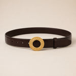 ITAZERO brown laurel ring embossed belt 01 main