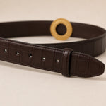 ITAZERO brown laurel ring embossed belt 06 tip holes