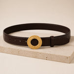 ITAZERO brown laurel ring embossed belt 07 still life