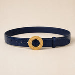 ITAZERO navy laurel ring embossed belt 01 main