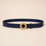 ITAZERO navy laurel ring embossed belt 02 full