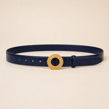 ITAZERO navy laurel ring embossed belt 02 full