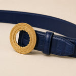 ITAZERO navy laurel ring embossed belt 04 joint