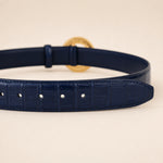 ITAZERO navy laurel ring embossed belt 06 tip holes