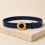 ITAZERO navy laurel ring embossed belt 07 still life