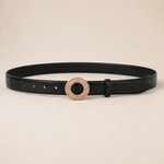 ITAZERO rose gold laurel ring belt belt-black-02-full