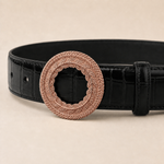 ITAZERO rose gold laurel ring belt belt-black-03-buckle