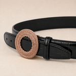 ITAZERO rose gold laurel ring belt belt-black-04-joint