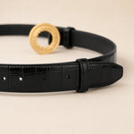 ITAZERO rose gold laurel ring belt belt-black-06-tip-holes