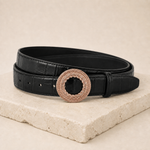 ITAZERO rose gold laurel ring belt belt-black-07-still-life