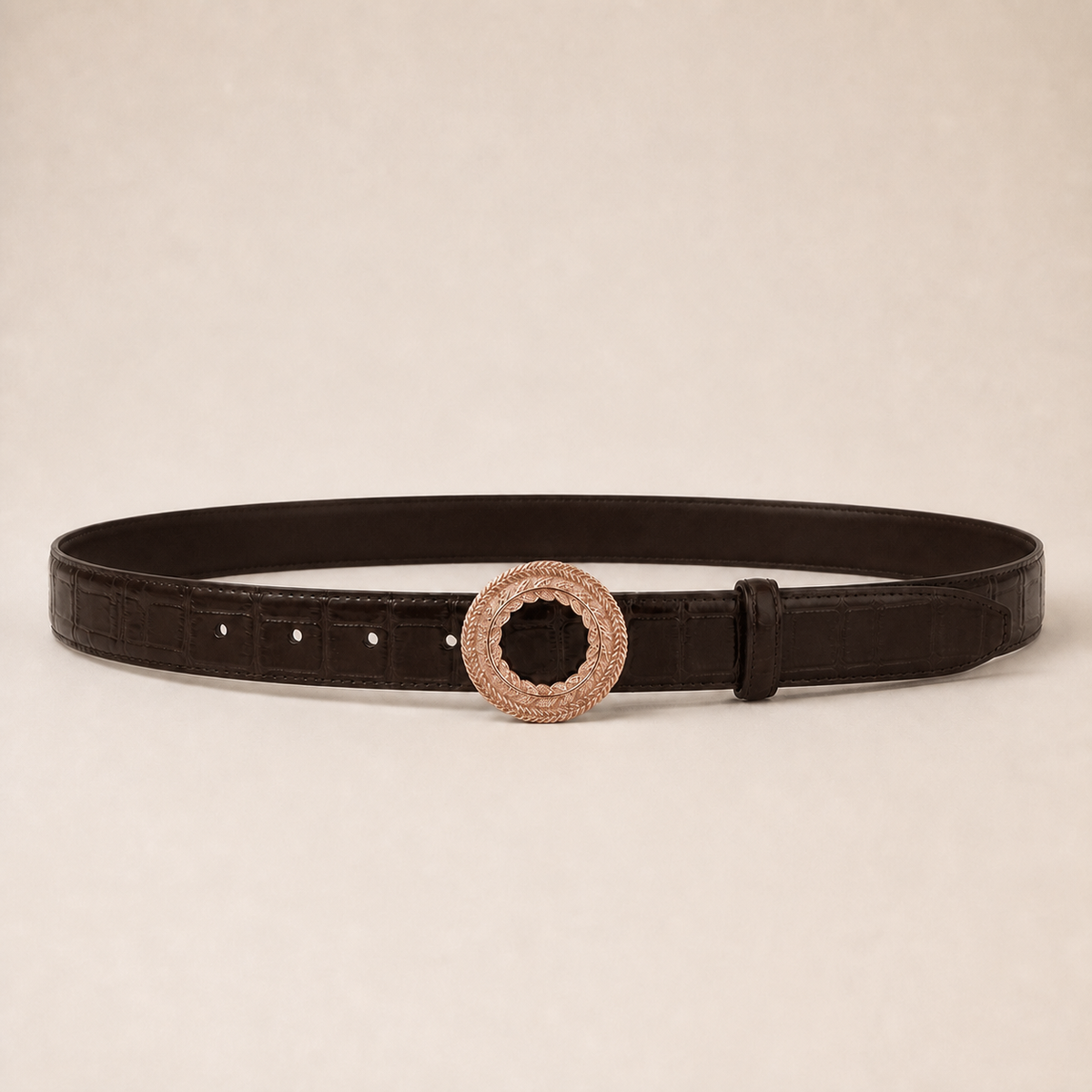 ITAZERO rose gold laurel ring belt belt-brown-02-full