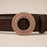 ITAZERO rose gold laurel ring belt belt-brown-03-buckle