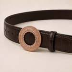 ITAZERO rose gold laurel ring belt belt-brown-04-joint