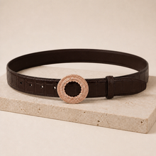 ITAZERO rose gold laurel ring belt belt-brown-07-still-life