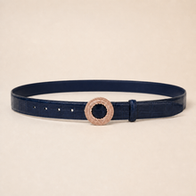 ITAZERO rose gold laurel ring belt belt-navy-02-full