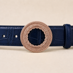 ITAZERO rose gold laurel ring belt belt-navy-03-buckle