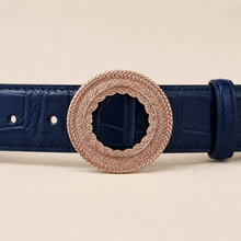 ITAZERO rose gold laurel ring belt belt-navy-03-buckle