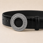 ITAZERO silver laurel ring belt belt-black-03-buckle