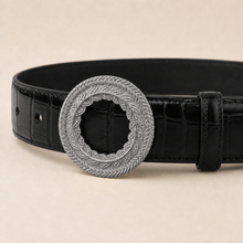 ITAZERO silver laurel ring belt belt-black-03-buckle