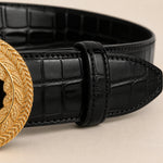 ITAZERO silver laurel ring belt belt-black-05-texture