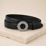 ITAZERO silver laurel ring belt belt-black-07-still-life