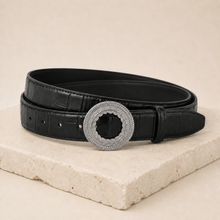 ITAZERO silver laurel ring belt belt-black-07-still-life
