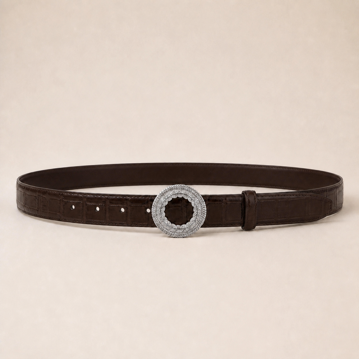 ITAZERO silver laurel ring belt belt-brown-02-full