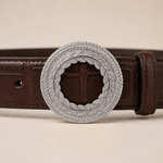 ITAZERO silver laurel ring belt belt-brown-03-buckle