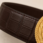 ITAZERO silver laurel ring belt belt-brown-05-texture