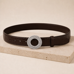 ITAZERO silver laurel ring belt belt-brown-07-still-life