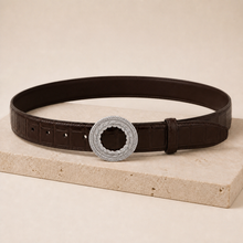 ITAZERO silver laurel ring belt belt-brown-07-still-life