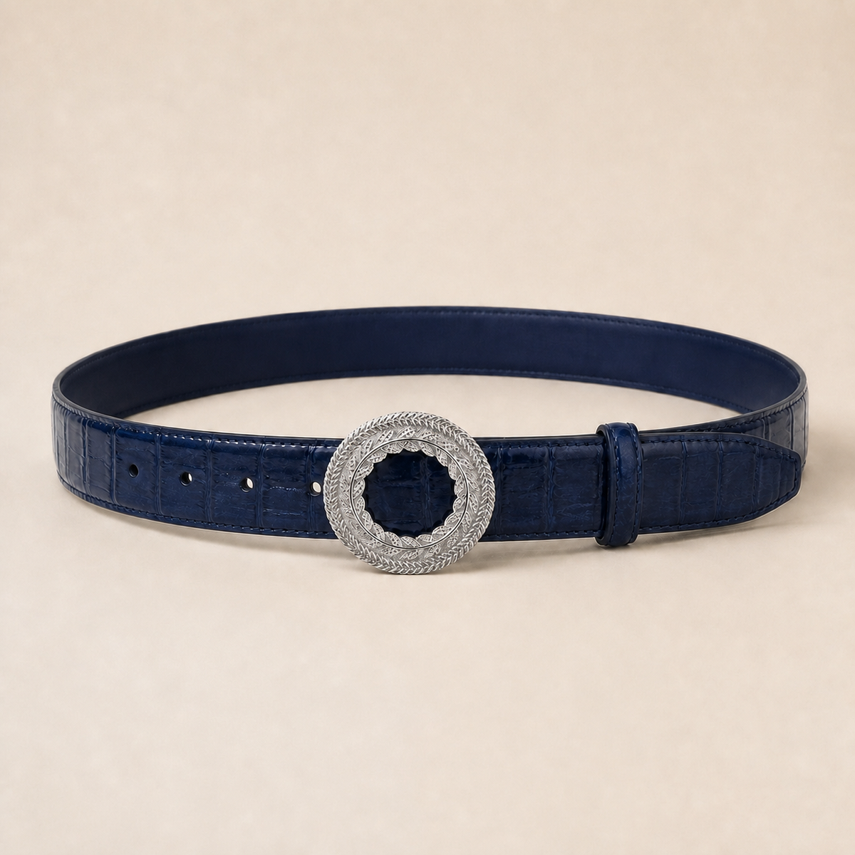 ITAZERO silver laurel ring belt belt-navy-01-main