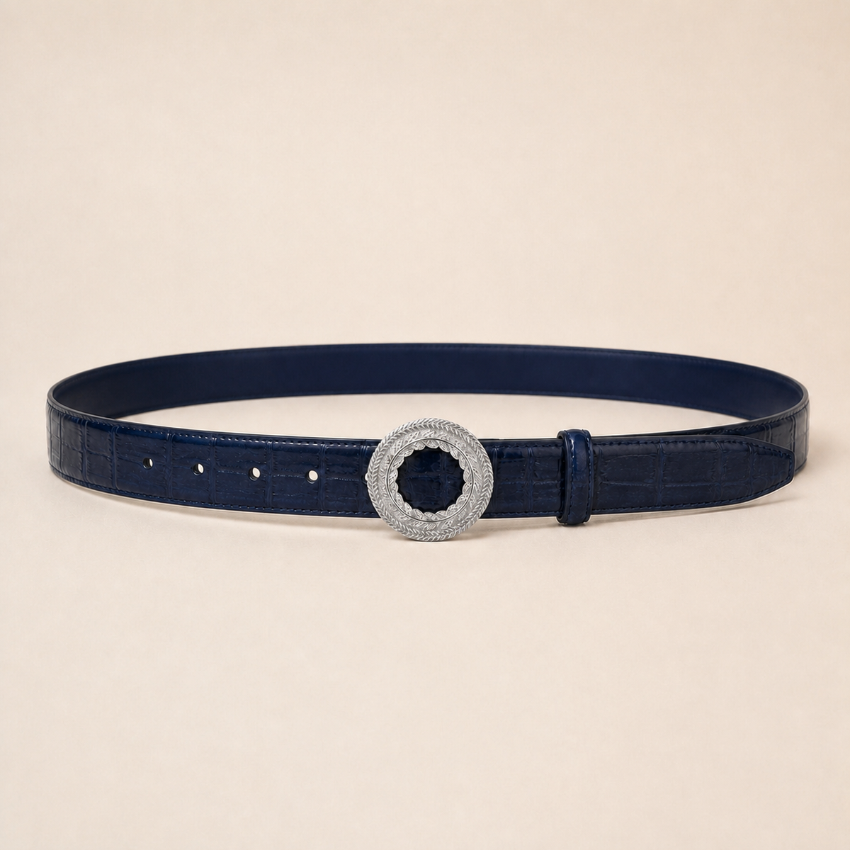 ITAZERO silver laurel ring belt belt-navy-02-full