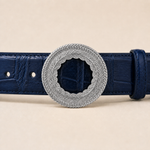 ITAZERO silver laurel ring belt belt-navy-03-buckle