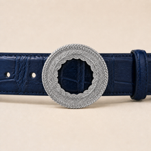 ITAZERO silver laurel ring belt belt-navy-03-buckle