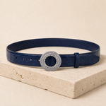 ITAZERO silver laurel ring belt belt-navy-07-still-life